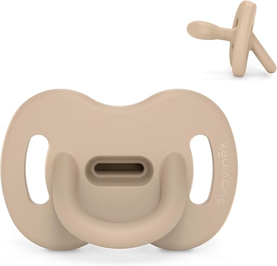 Suavinex, All Silicone Pacifier, for Babies 6/18 Months, with Physiological Teat Sx Pro, Super Soft and Flexible, Ideal for Sleeping, Respects Oral Development, Colour Essence, Irish Cream