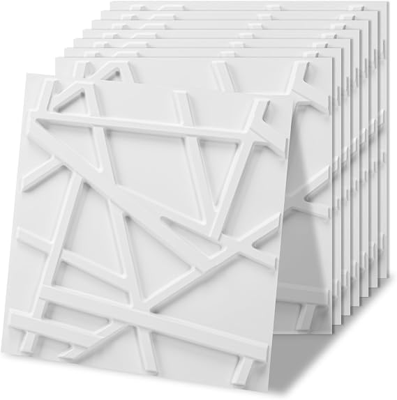 Art3d 装飾3Dウォールパネル20枚パック、19平方フィートのPVCインテリアウォール装飾、11.8インチx11.8インチ、ホワイト