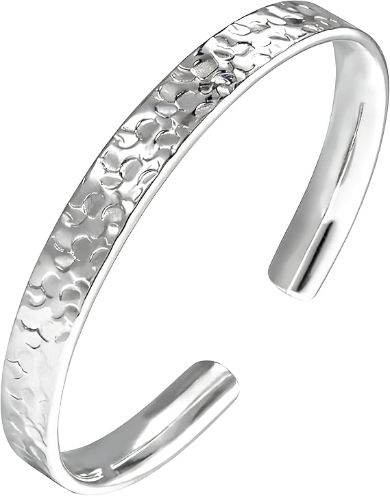 Gold & Silver Bangle for Women, Chunky Hammered Adjustable Open Cuff Bracelet