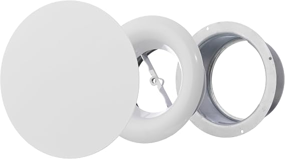 Steinberg14 Round White Metal Diffuser - 100mm Universal Supply Exhaust Air Valve - 4 inch Wall Ceiling Adjustable Vent - Extractor Fan Vent Cover - Ventilation Grille for Bathroom Kitchen Garage