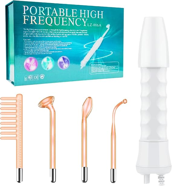 High Frequency Wand, High Frequency Facial Wand Stick 4-in-1 High Frequency Wand Hair Frequency Wand Facial Toning Equipment, for Hair Regeneration, Wrinkle Reduction, and Acne Treatment