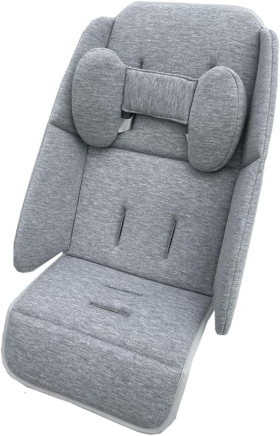 Insert Liner Cushion Seat Compatible with Uppababy Vista V2 and Cruz Strollers, with Head Support Pillow and Wedge Support, Skin Friendly Fabric (Light Gray)