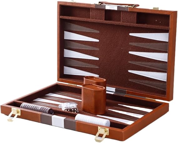 Backgammon Set 2 players, Backgammon Board Game with Leather Case for Family Fun and Friendly Competitions, travel Backgammon Game