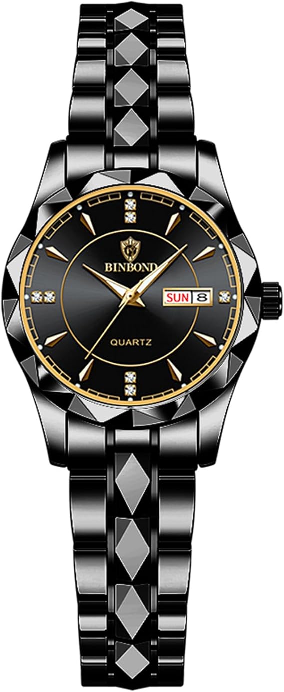 Watches Women Men Watches: 3ATM Waterproof Calendar Diamond-shaped Analogue Quartz Couple Watches Women's Watches Stainless Steel Bracelet Watch with Luminous Hands Gifts for Women Men
