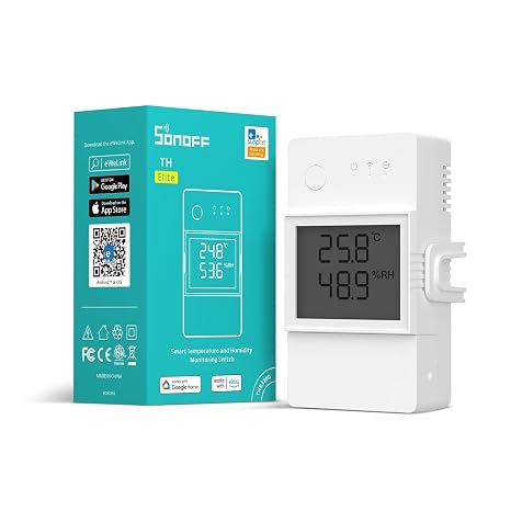 SONOFF THR320D 20A Intelligent Temperature and Humidity Monitoring Switch Compatible with Alexa, Google Home, RJ9 4P4C Interface