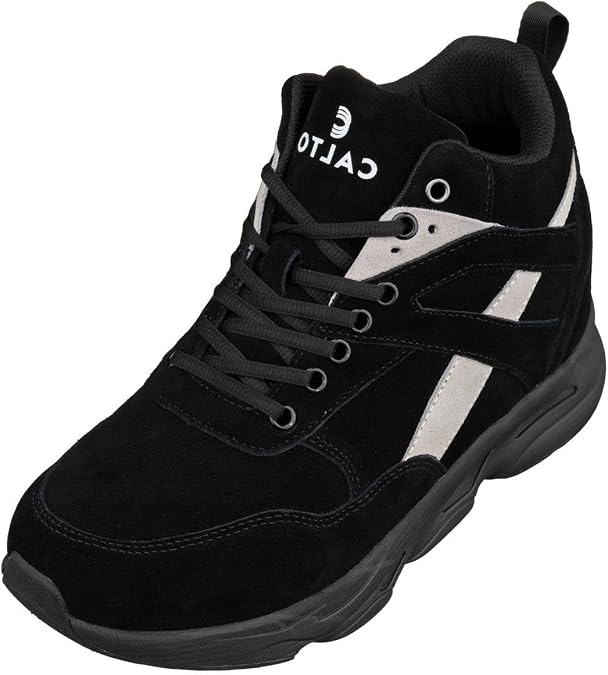 CALTO Men's Invisible Height Increasing Elevator Trainer Shoes - Lace-up Fashion High-Top Hiker Sneakers - 4.0 Inches Taller