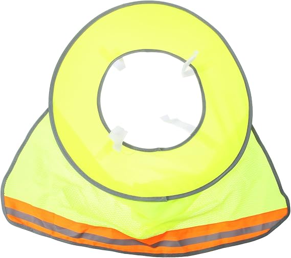 High Visibility Hard Hat Full Brim Sun Shade Visor with Neck Shield Fluorescent Green Mesh Reflective Strip UV Protection Construction Safety Helmet Accessory for Outdoor Work