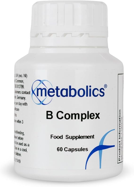 Metabolics High Strength B Complex Capsules with Methylated B Vitamins, B12, Biotin, Thiamine, Niacin, Folate, B6, Magnesium, Choline for Energy, Nervous System & Fatigue Support, Vegan, Capsules
