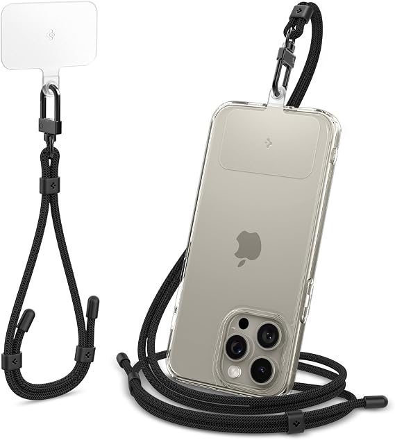 Spigen Boyun Askı ipi + Bilek Askı ipi + ConTag Tutucu Aparat Set (Tüm Cihazlarla Uyumlu) Black - AFA06259