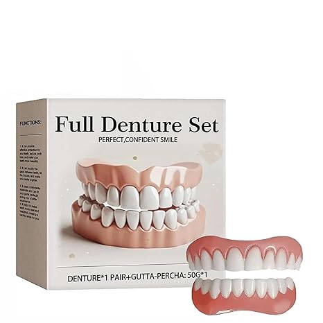 Advanced Customized Silicone Denture Set, Soft Silicone Reline Denture Set,Denture Repair Kit for Men and Women,Soft and Comfortable (1)