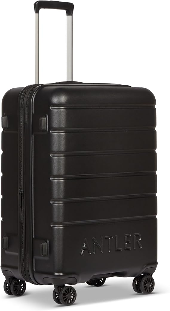 ANTLER - Logo Hard Shell Medium Suitcase - Durable, Lightweight, 4 Spinner Wheels - Adjustable Handle, TSA Lock, 68cm - Black