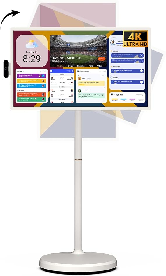 ApoloSign 32 inch 4K Smart Portable TV 2nd Gen with Android OS EDLA-Certified, Movable Touchscreen Full Swivel Rotation, Voice Remote Control