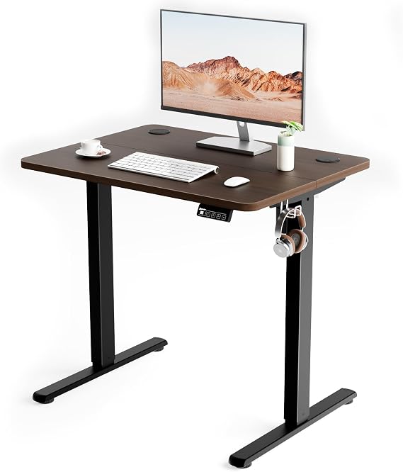 ERGOMAKER Height-Adjustable Electric Desk 80 x 60 cm Walnut