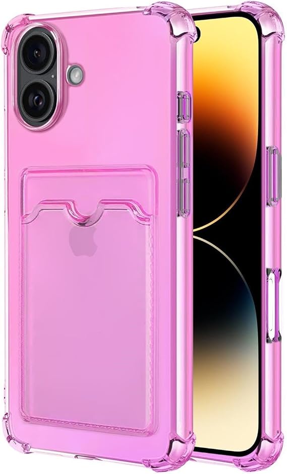Microsonic Apple iPhone 16 Plus Kılıf Card Slot Shock Pembe [iPhone 16 Plus ile Uyumlu Kılıf - Pembe]