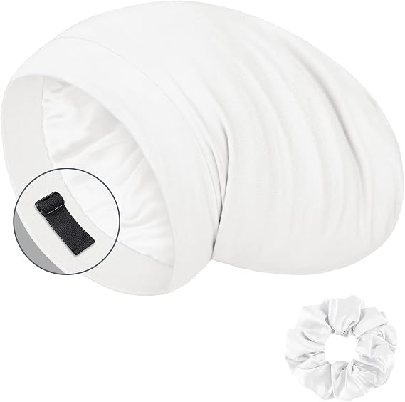 LULUSILK 100% Mulberry Silk Bonnet for Sleeping Women With Scrunchie
