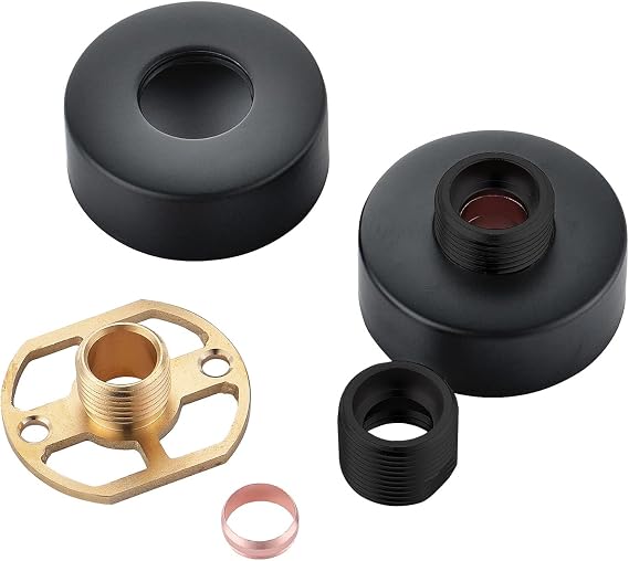 Nes Home Round Wall Mounted Fitting Kit Black For Shower Mixer Valve & Taps