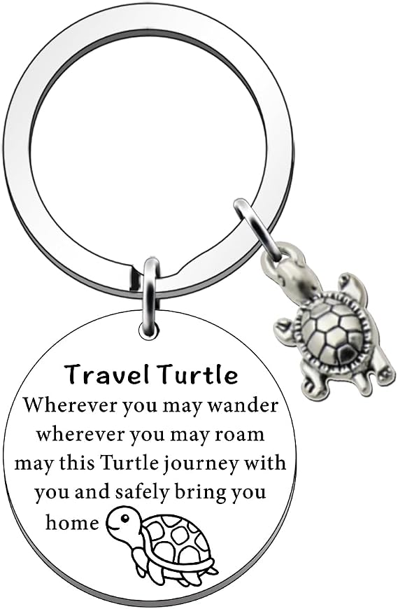 SDOFY Tortoise Keychain Travel Turtle Keyring Keychain Good Luck Gifts Travel Gifts for Women Men Family Friends Graduation Gifts