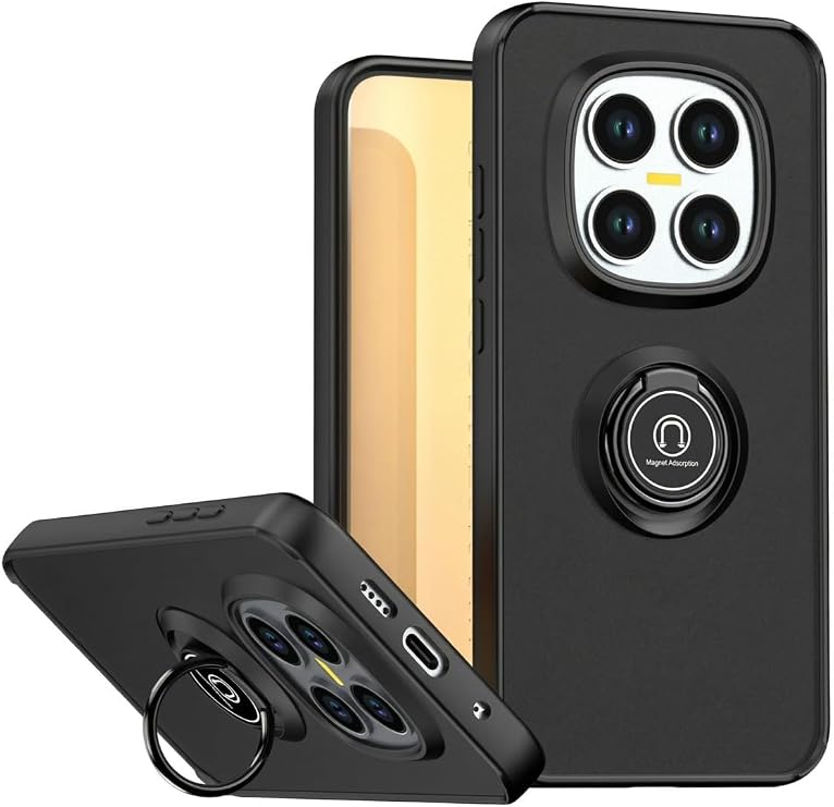 CONSTRAIN - Xiaomi Redmi Note 15 ile uyumlu 4G/5G Kılıf Standlı Kamera Korumalı Kenarlar Renkli Yüzüklü Sert Silikon Kapak - Siyah