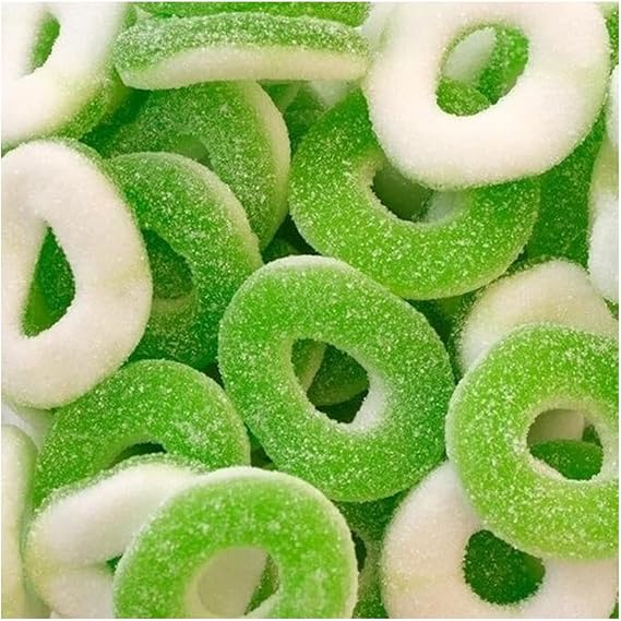 Sour Apple Rings sweets – 1 kg Bulk Bag – Green Apple Gummy Candy – Sugared, Gluten‑Free, Halal sweets - Swt