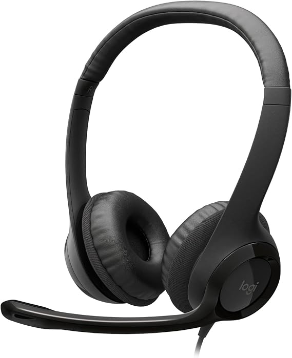 Logitech H390 headset with microphone stereo headset noise-canceling microphone Integrated Controls USB connector 223cm long cable padded headband and ear cushions PC / Mac / laptop