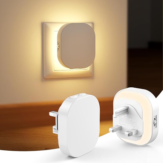 2 Pack Plug in Night Light with Motion Sensor, Dimmable LED, 2700K Warm [Energy Class D]