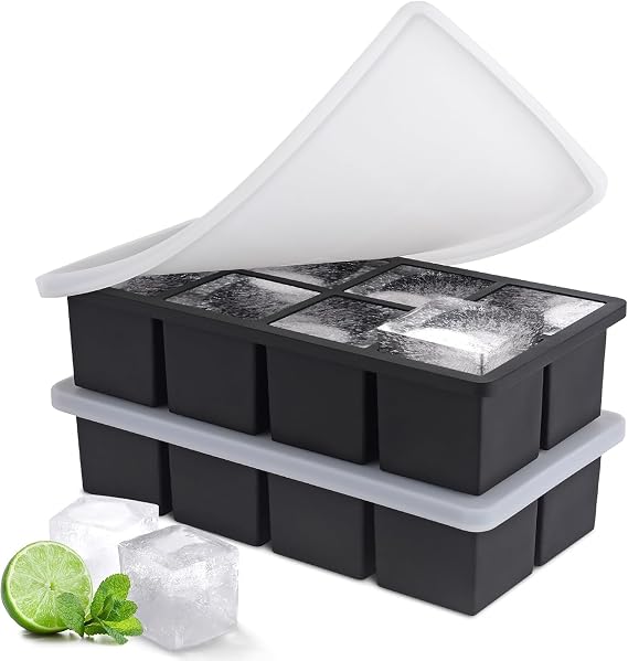 Silicone Ice Cube Trays, 2.0 inches 5 cm, 8 Holes, Large Ice Cube Tray