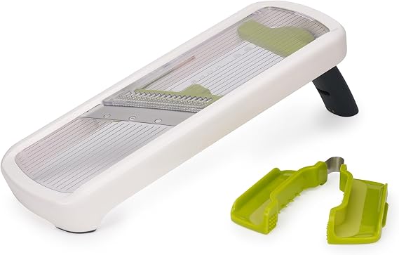 Joseph Joseph Multi-Grip Kitchen Mandoline, Adjustable Fruit and Vegetable Slicer, 3-Slice & 2-Julienne Thickness, with Precision Food Grip, White
