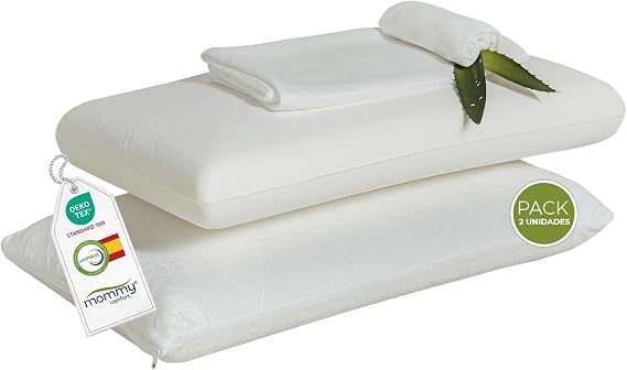Pack of 2 Memory Foam Pillow 70 cm Compact Core Memory Foam Adaptable Inner Cover Included Washable Cover with Zip
