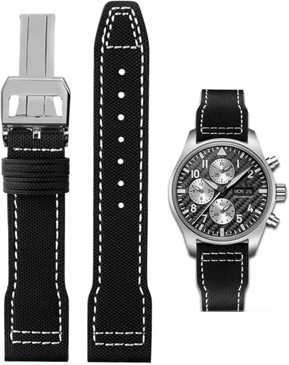 Watch Straps for IWC 20mm 21mm Nylon Canvas Bracelet Genuine Leather Strap for IWC Watches Premium Soft Leather Replacement Strap Original Bracelet for IWC Pilot Series