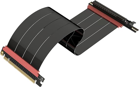LINKUP - AVA5 PCIE 5.0 Riser Cable | Left Angle Black 28cm total length