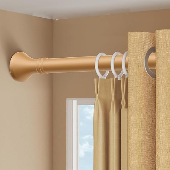 Adjustable Telescopic Rod 3m-5m No Drill Curtain Rod Shower Curtain Pole Freestanding Tension Rod Yellow 70x120cm - Easy Installation Space-Saving Design