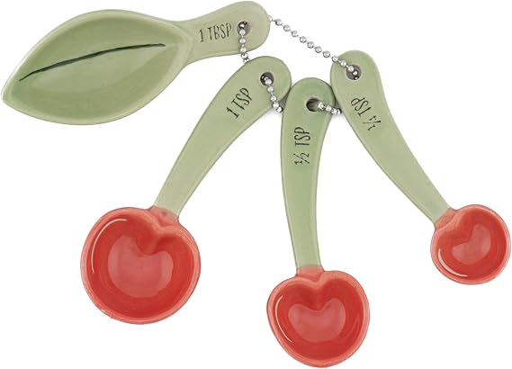 Sass & Belle Cherry Measuring Spoons - Colourful Measuring Cups and Spoons Set for Baking, Cute Kitchen Accessories, Home Decoration Designed by Sass and Belle