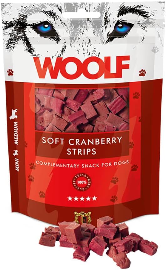 WOOLF Soft Cranberry Strips - Complementary Snacks for Dogs | 100g