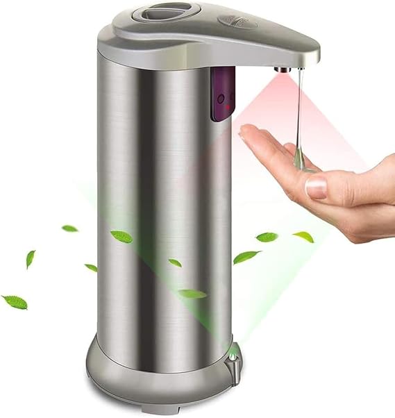 Touchless Automatic Liquid Soap Dispenser Hand Soap Dispenser with Infrared Motion Sensor, Output Control Switches, Waterproof Base, Stainless Steel Body, for Kitchen Bathroom Commercial Hotel