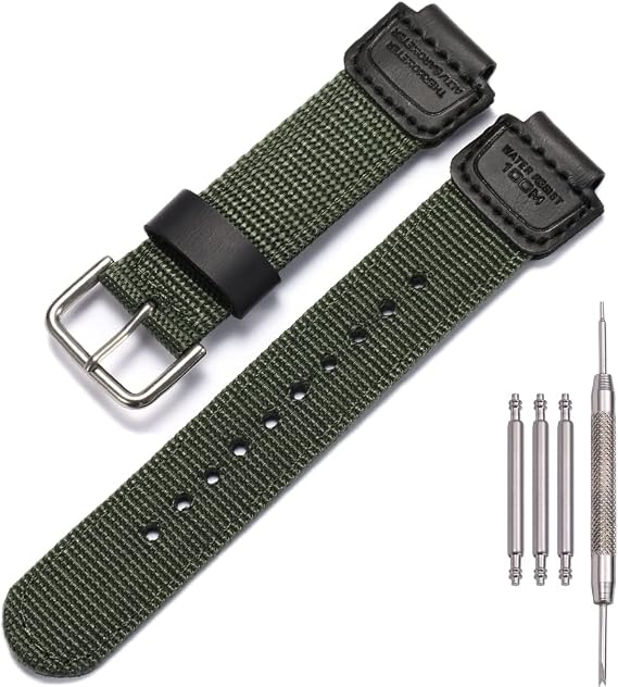 16mm g shock Replacement Strap Compatible with Casio GA100 110 120 700 2100 DW5600 6900 AWG-M100 GW9400 Nylon Leather Bracelet Watch Band Watch Accessories
