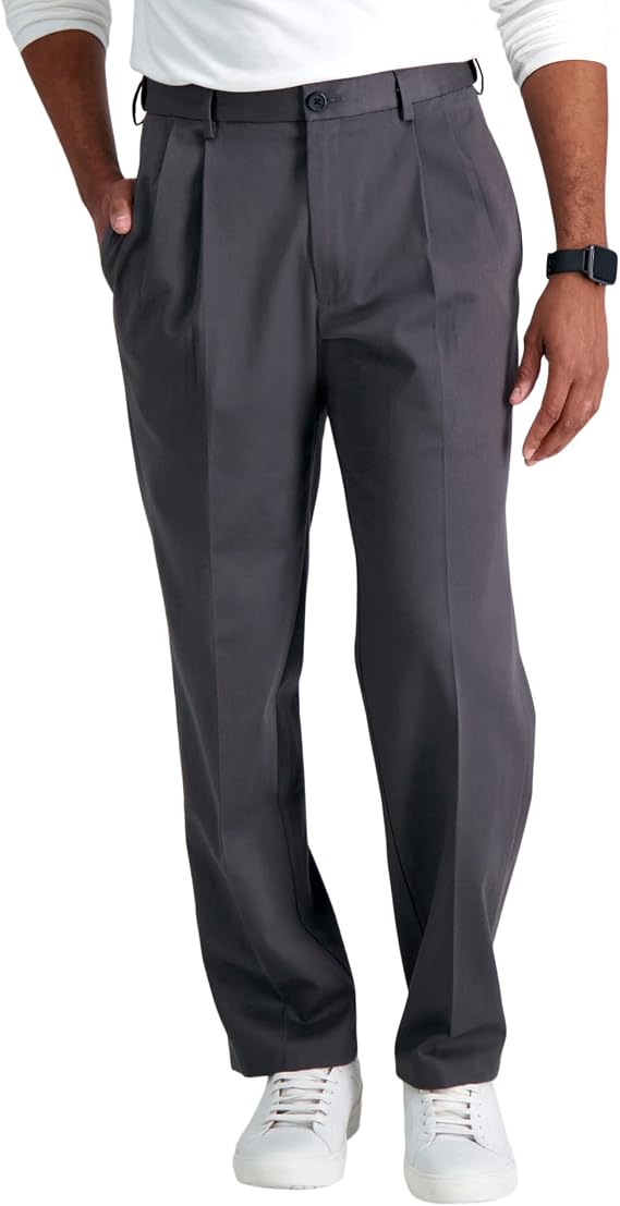 Haggar Men's Premium No Iron Khaki Classic Fit Pleat Front Pant (Regular and Big & Tall Sizes) Casual Pants