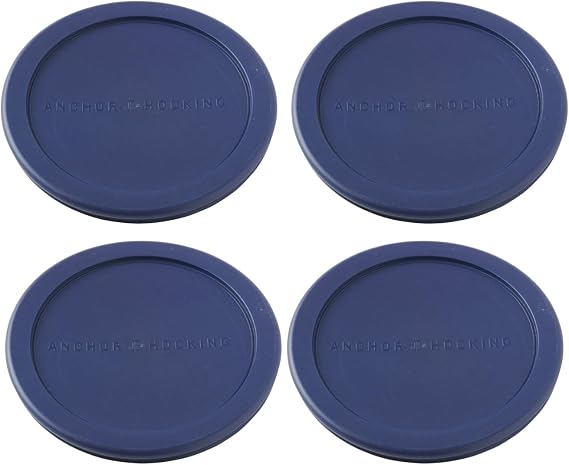 Anchor Hocking Replacement Lids for Glass Food Storage, 1 Cup Round, Navy, Set of 4 (Also Compatible with Pyrex Glass Food Storage)