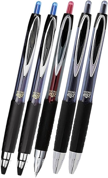 Mavi Siyah Kırmızı Pilot Kalem 5 Adet Uniball Signo Micro 207 0.5 mm Roller Uç Kalem Umn-207 İnci Uçlu Likit Mürekkepli