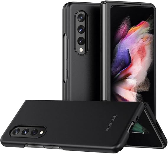 Microcase Samsung Galaxy Z Fold 3 için Mat Yüzey Sert Plastik Kılıf - Siyah