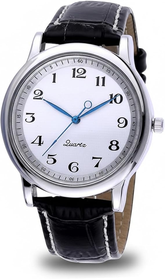 Reverse Watch for Men, Counterclockwise Roman Numeral Dress Watch, Black Alloy Quartz Wristwatch with White Dial Reverse Counterclockwise Anticlockwise Roman Numeral Dress Quartz Watches f