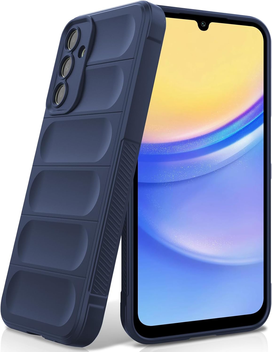 Samsung Galaxy A15用 シリコンケース アンチスクラッチ マイクロファイバー裏地 カメラ保護付き耐衝撃ケース ブルー