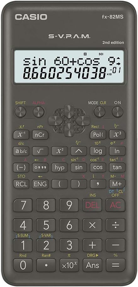 Casio FX-82MS Pocket Scientific Calculator, Black, 12-Digit