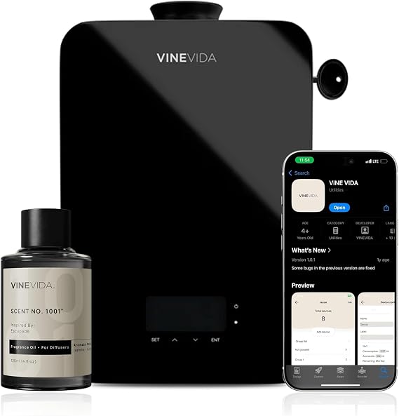 Vinevida ビネビダ 香りディフューザーマシン 家庭用 大きな部屋用 | 水を使わないエッセンシャルオイルディフューザー | 冷気フレグランスシステム | ホテルの香り