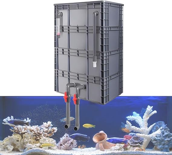 Aquarium Filter,High-Performance Aquarium Filter, Adjustable Water Flow External Circulation System, Large Turnover Box Filter with Waterfall for Fish Tanks & Ponds (60x40x88cm)