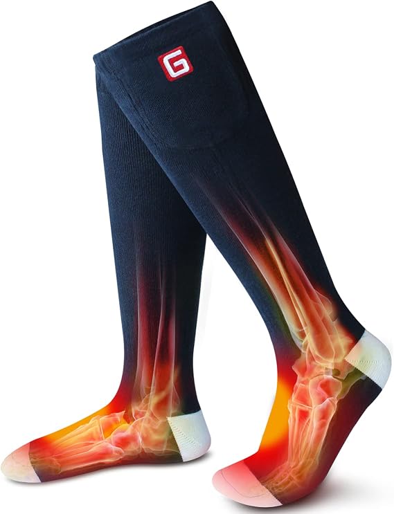 Rabbitroom Heated Socks Rechargeable 3.7V Li-ion Batteries, Electric Thermal Insulated Socks Arthritis, Winter Thick Heating Foot Warmer Indoor Outdoor Sports, Unisex & Free Size (RoyalBlue)