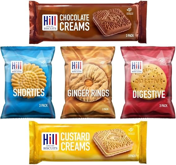 Hilll Mini Pack Biscuits – 50 Single-Serve Packs (3 Biscuit in Each Pack, 150 Biscuitss in Total) Individually Wrapped Snacks for Lunchboxes & On-the-Go