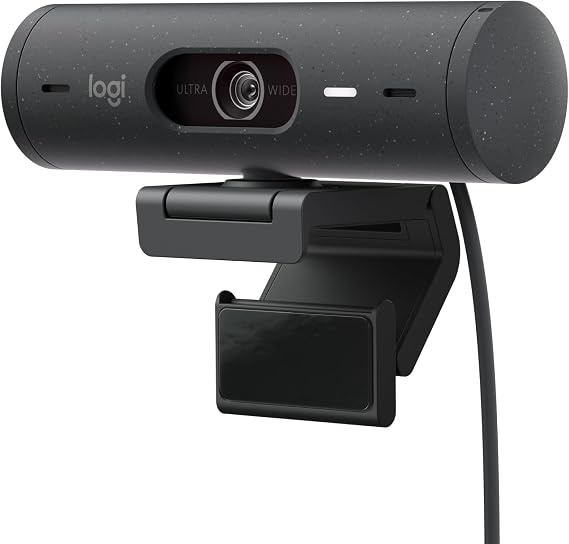 Logitech Brio 500 Full HD Web Kamerası: Otomatik Işık Düzeltme, Otomatik Çerçeveleme, Görüntüleme, Gürültü Azaltma Mikrofonları, Gizlilik Web Kamerası, Microsoft Teams için, Google Meet, Zoom - Grafit