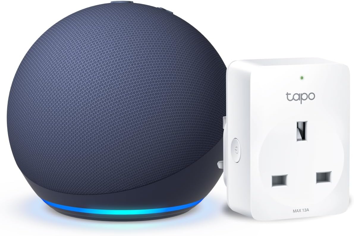 Echo Dot (5th generation) | Deep Sea Blue + TP-Link Tapo P110M Smart Plug with Energy Monitoring, Works with Alexa - Smart Home Starter Kit, with Alexa+ Early Access