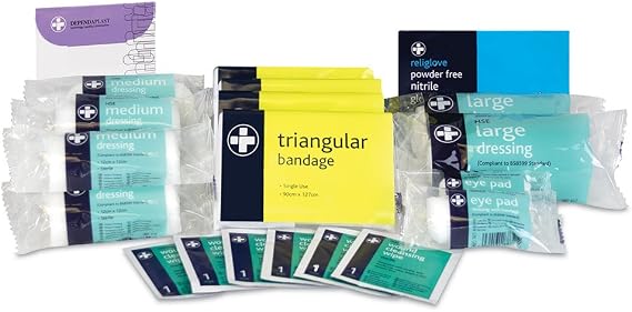 Reliance Medical 10 Persons First Aid Refill Pack, Essential Supplies for Workplace Safety, HSE Compliant, Product Code 121