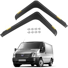 Wind Deflectors L Shape Compatible with Ford Transit MK6 MK7 2000-2013, 2pc Set Front Window Visors Tinted Rain Guards, In-Channel, with 8pc Clips Accessories